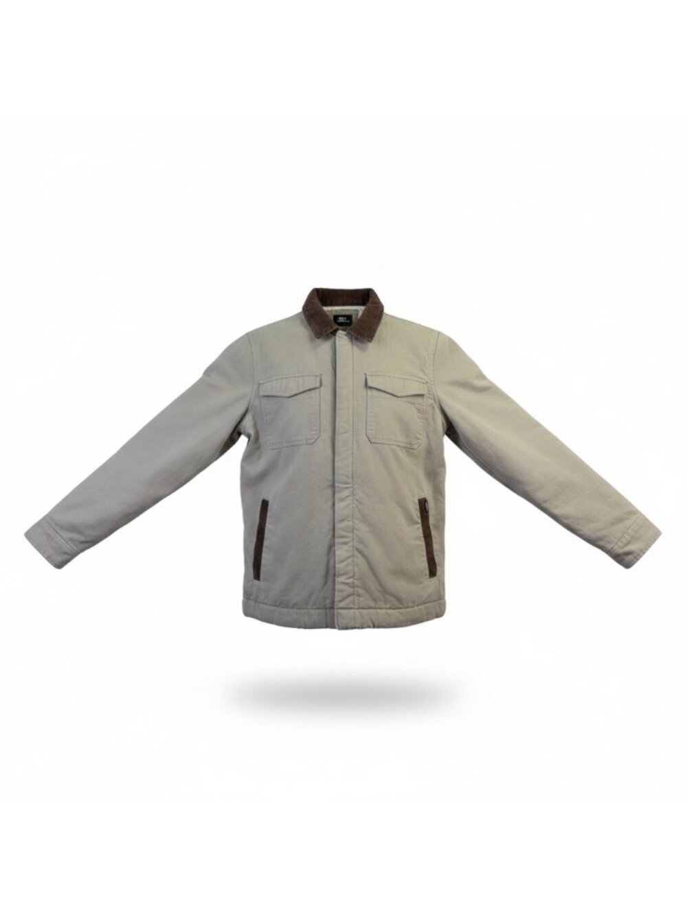 ONeill Mens Beige Cotton Jacket Corduroy Collar Sherpa Lined Standard Fit Size S